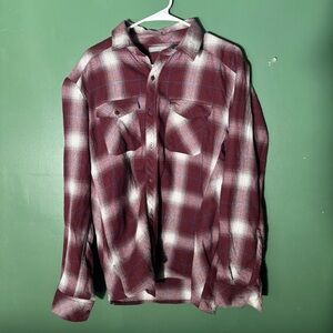 Icebreaker Men’s Medium Red Burgundy Merino Wool Plaid Button Down Shirt